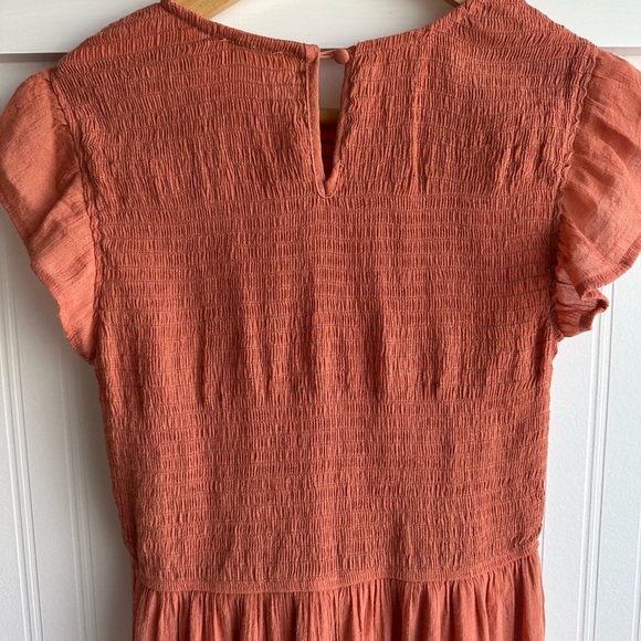 Orange Smocked Ruffle Sleeve Dress - Picture 5 of 7
